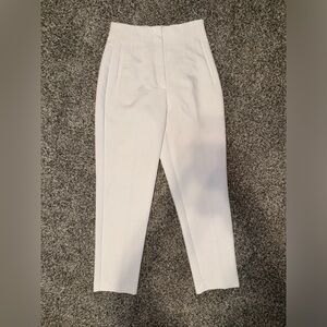 Zara High Waisted Pleated White Slacks
